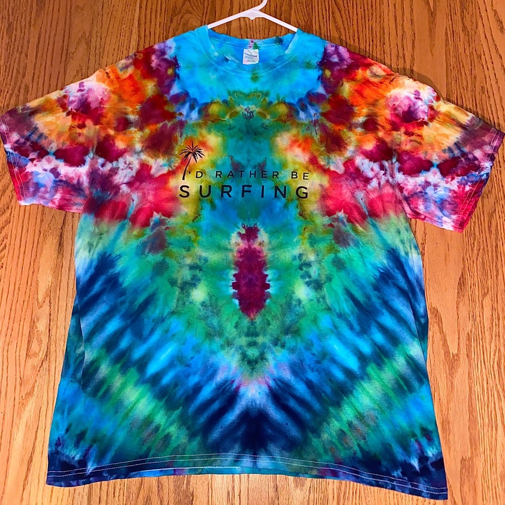 Hand tie dyed “I’d rather be surfing” T-shirt